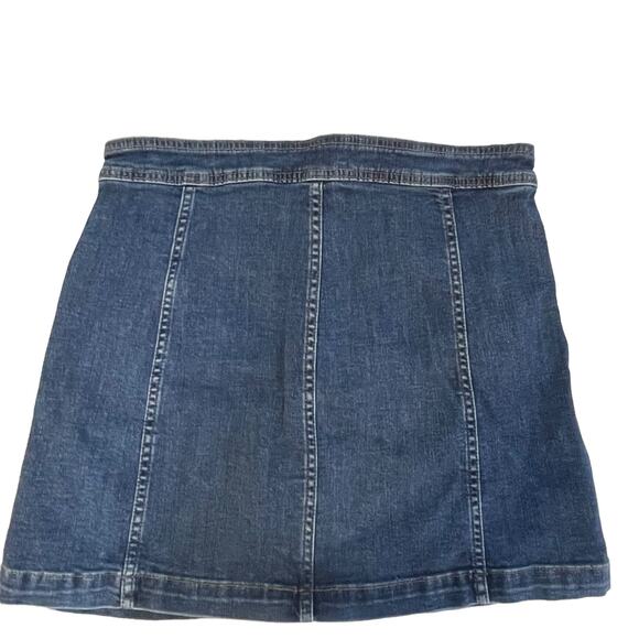 Madewell Size 8 A-line Stretch Denim Miniskirt Button Front Patch Pockets Boho - Picture 5 of 10